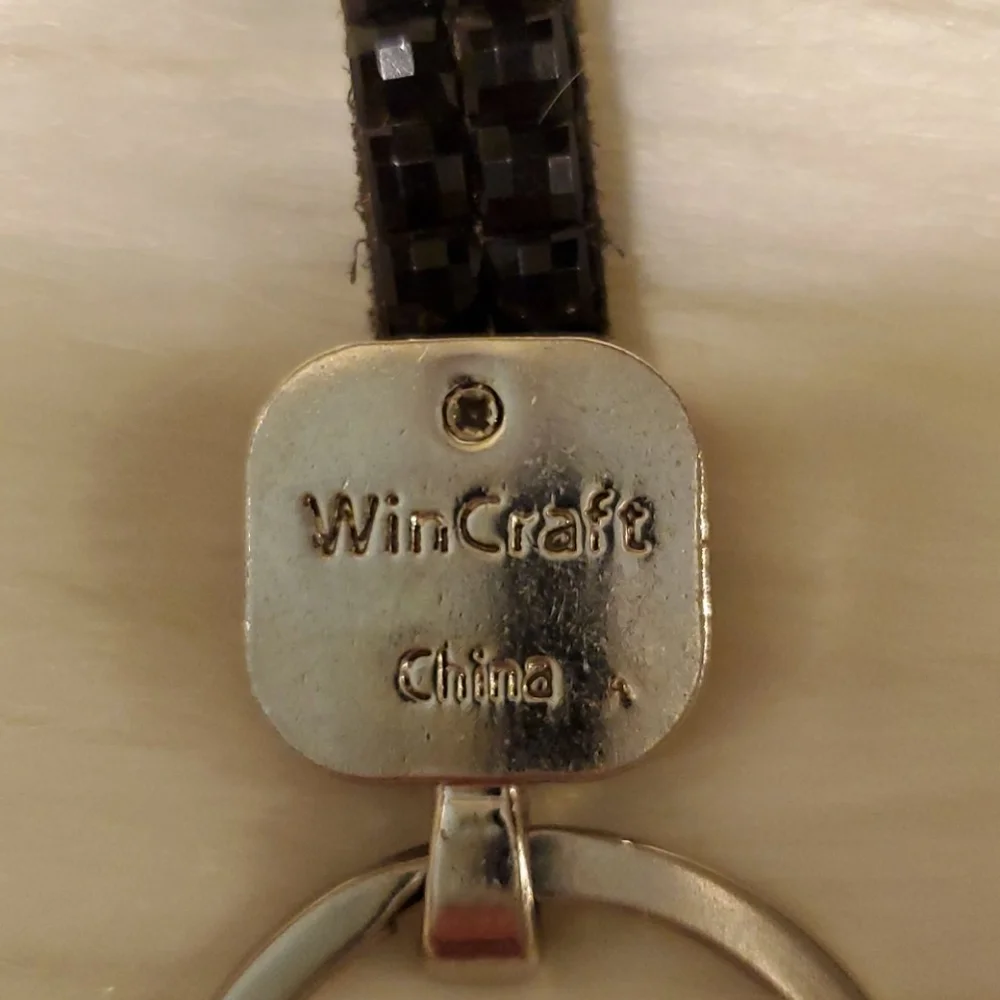 LA Kings Key Chain Silver Black with Black Rinestones